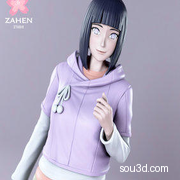 日向雏田Hinata Hyuga 双体 火影忍者3D打印白胚模型STL数据文件