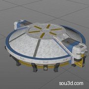 科幻太空基地探测车科幻舱实验室楼梯起重机电站油罐模型