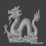 国风祥云底座中国龙 3D 雕塑模型