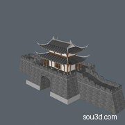 中国古代传统建筑房屋亭子城墙高塔城楼三维模型CFSC7