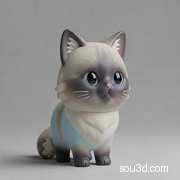 猫咪 猫 可爱 Q版 3D打印 模型 小猫