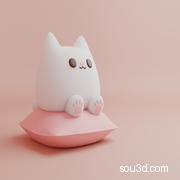 可爱卡通小猫坐垫模型