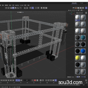 STL SU演唱会舞台T台桁架钢架音响架子鼓射灯3D模型1598-1