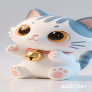 【Q版&泡泡玛特风】可爱三花猫咪宝宝 3D打印 吉祥物 模型 手办