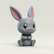 可爱小兔子，带底座