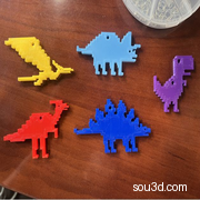 8-bit Dino Keychains